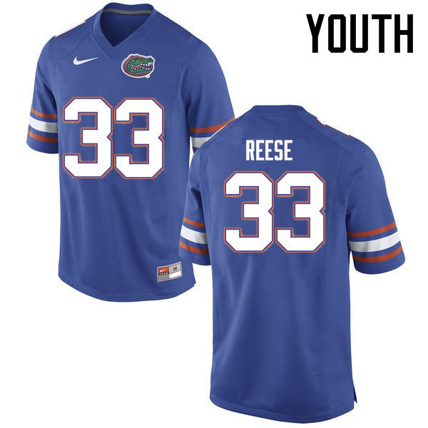 Florida Gators Youth #33 David Reese College Football Jerseys Blue